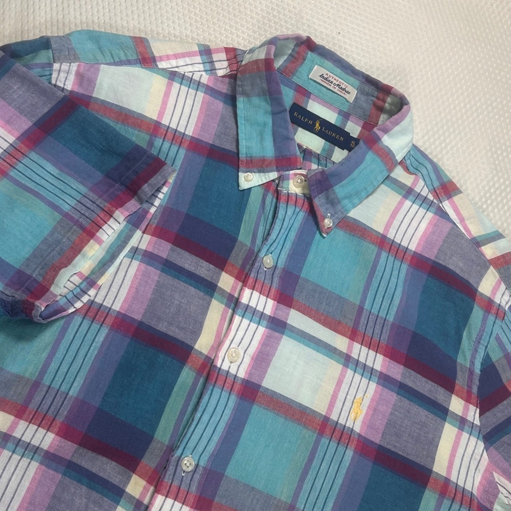 Ralph Lauren Mens XL Authentic Indian Madras Plaid Button Down Shirt